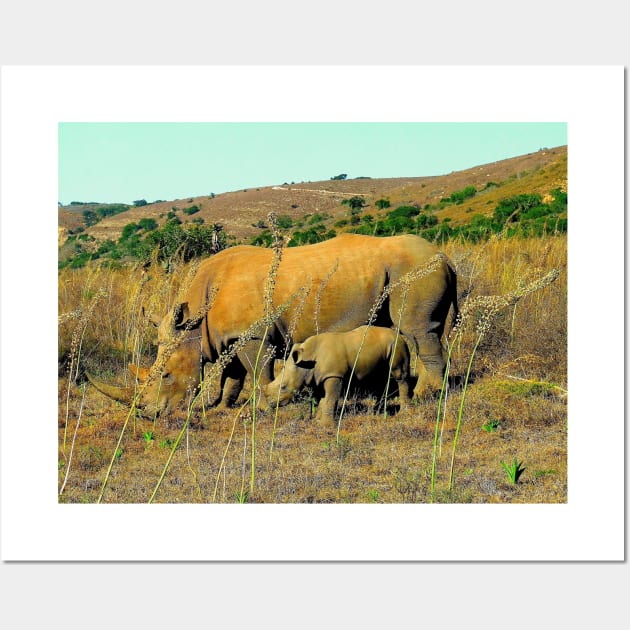 African Wildlife Photography Rhinoceros Reeds Wall Art by PathblazerStudios